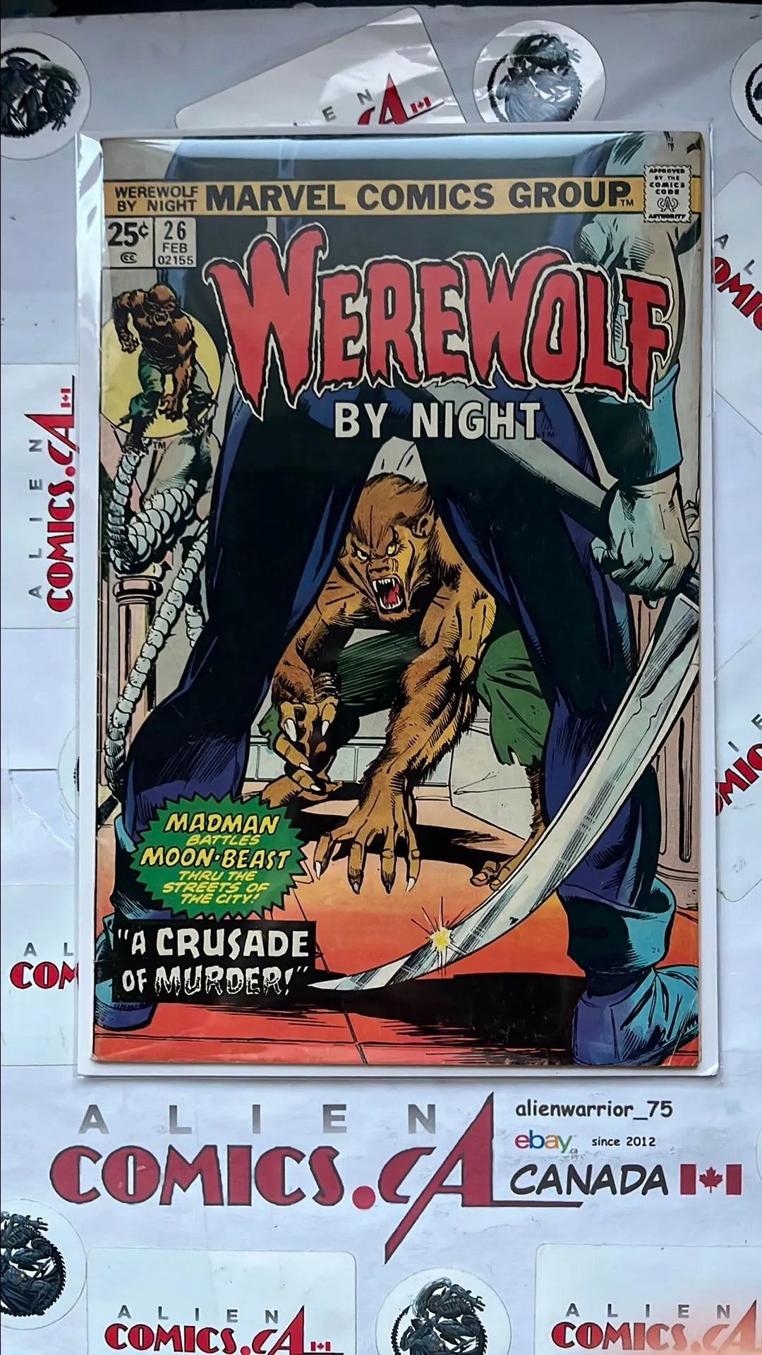 Werewolf by Night (#26 25¢ Cover Crusade Of A Murderer! w/ MVS 28 Hawkeye FN/VF)