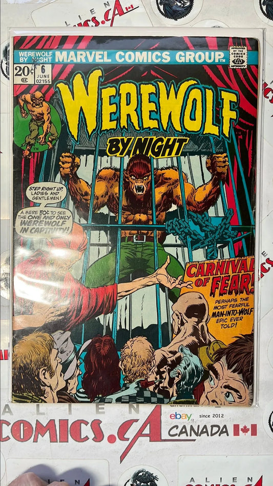 Werewolf by Night (#6 20¢ Mike Ploog Cover Art Carnival Of Fear Star-Stamped Mark Jewelers Insert Removed HTF VG/FN)