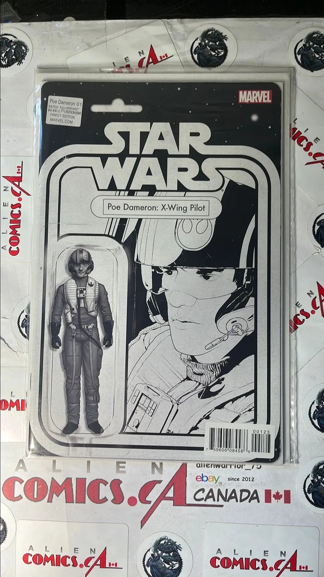 Poe Dameron (Action Figure Variant #1 Poe Dameron X-Wing Pilot Sketch HTF NM)