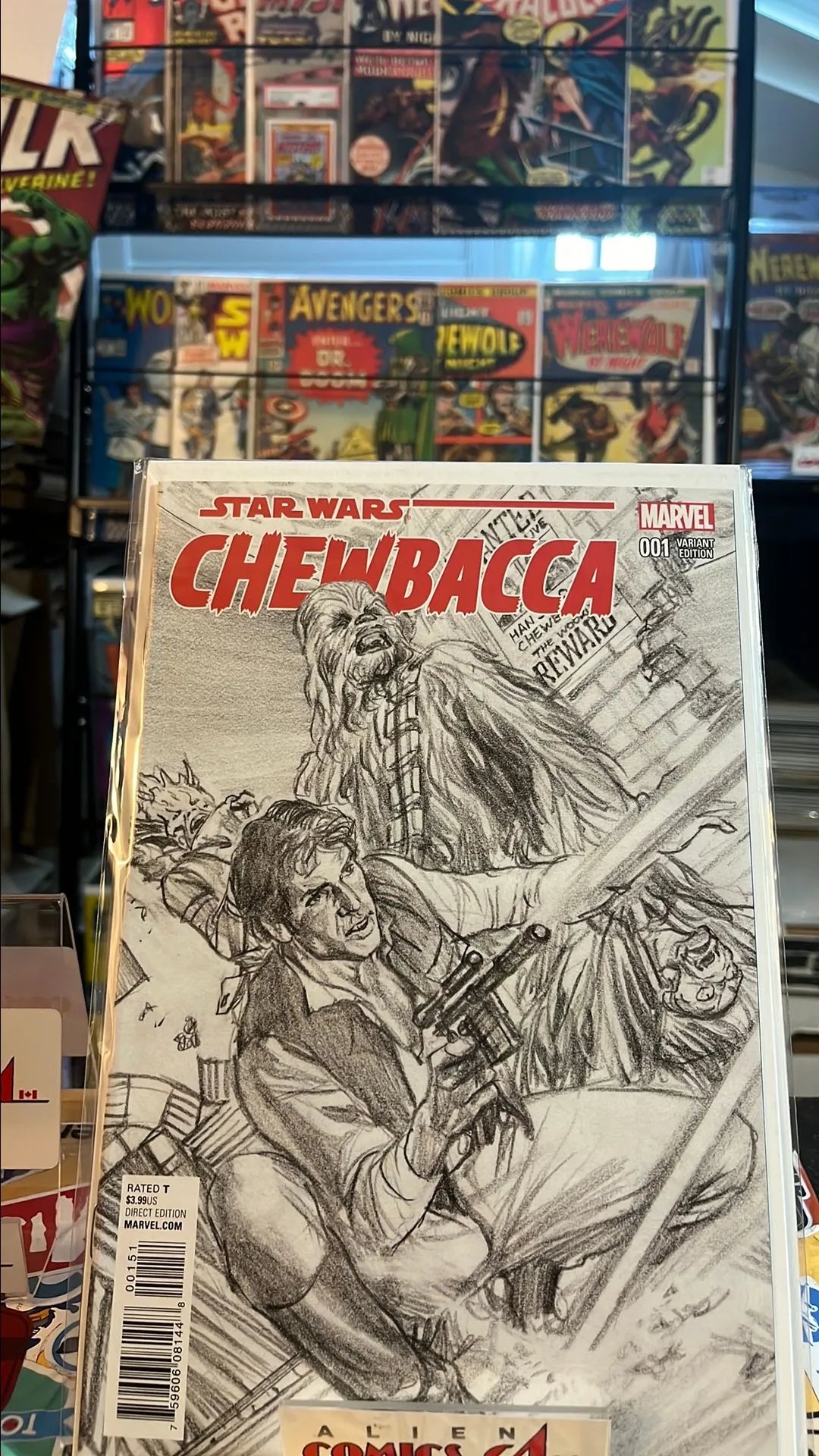 Chewbacca (Marvel 2016 #1S Alex Ross Sketch 1:200 Variant HTF NM)