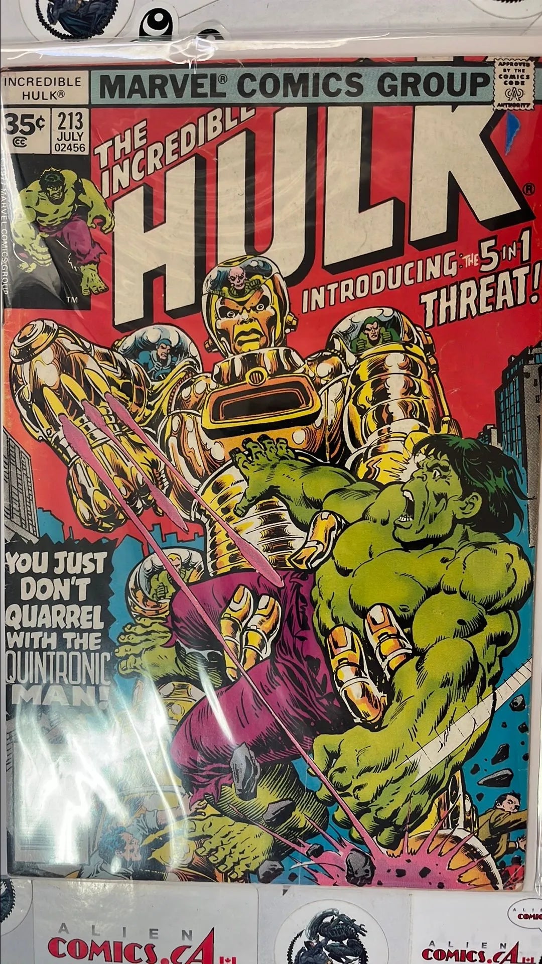 Incredible Hulk (#213 35¢ price variant Introducing the 5-in-1 Threat! Quintronic app. HTF VG+)