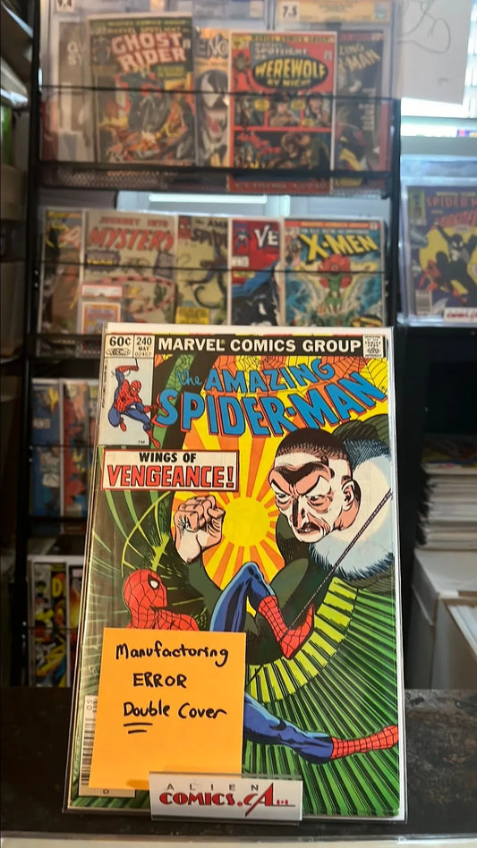 Amazing Spider-man (#240 Newsstand Edition Manufacturing ERROR Double Cover Vulture app. VG/FN)
