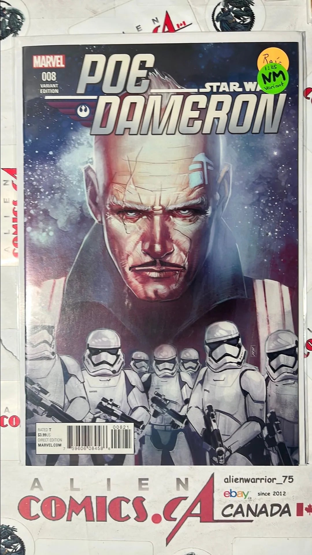 Poe Dameron (#8R Rod Reis 1:25 Variant NM)