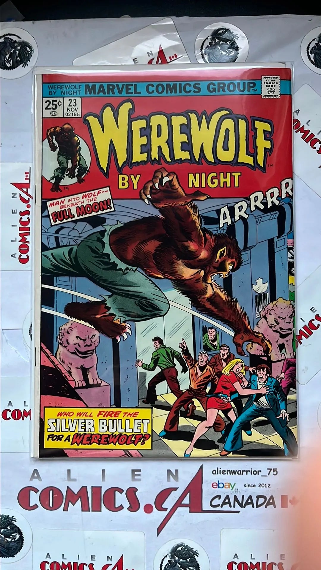 Werewolf by Night (#23 25¢ Cover Who Will Fire The Silver Bullet For A Werewolf? w/ MVS 93 Silver Surfer FN/VF)