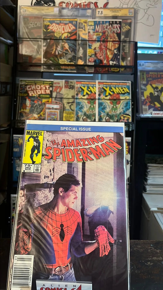 Amazing Spider-man (#262 75¢ Canadian Price Variant Peter Parker Photo Cover FN+)