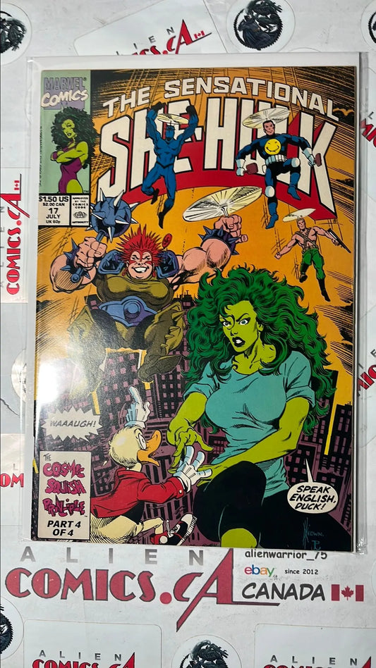 Sensational She-Hulk (#17 Marvel 1990 John Byrne Speak English, Duck! Howard the Duck app. VF+)