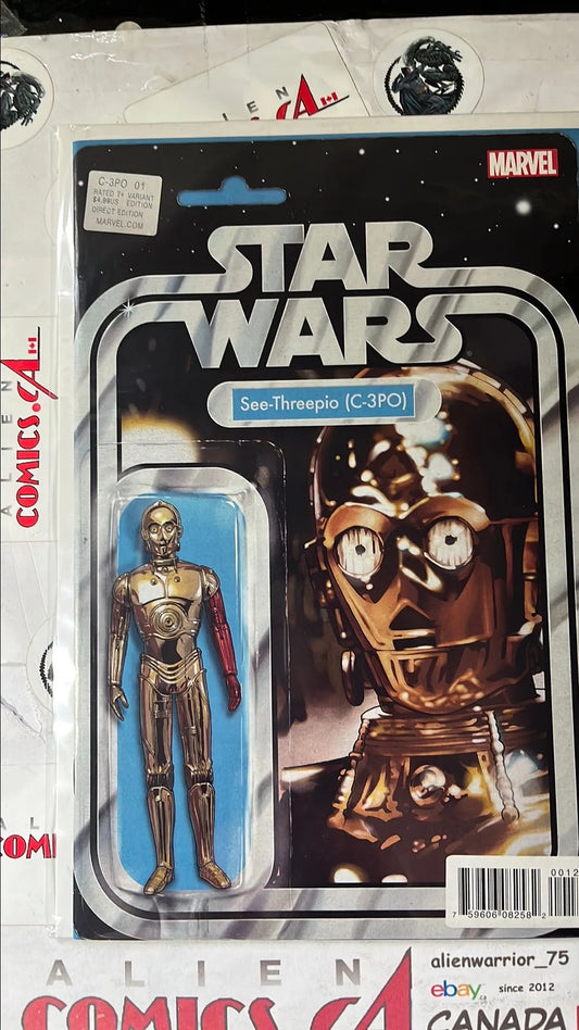 C-3PO (Action Figure Variant #1 See-Threepio C-3PO with Red Arm NM)