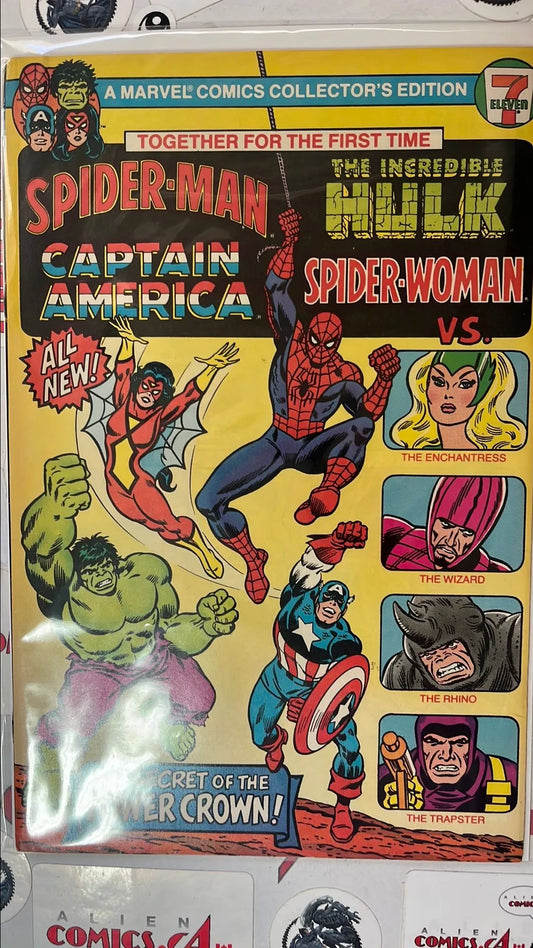 Spider-Man Captain America Incredible Hulk and Spider-Woman (#1 Marvel Comics 1981 7-11 Exclusive Special Together for the First Time! VF)