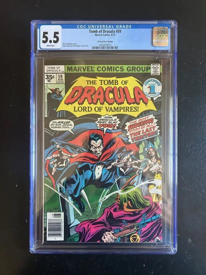 Tomb of Dracula (#59 35¢ price variant HTF CGC 5.5 FN- Only 9 on census, 1 at this grade, and 8 graded higher)