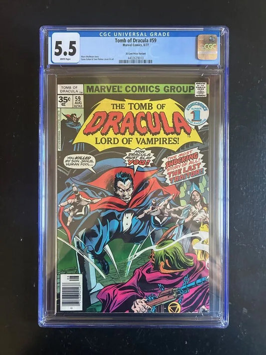 Tomb of Dracula (#59 35¢ price variant HTF CGC 5.5 FN- Only 9 on census, 1 at this grade, and 8 graded higher)