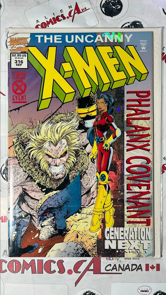 Uncanny X-men (#316 Marvel 1994 Direct Edition Foil Cover Phalanx Covenant Generation Next Part 1 Sabretooth 1st app. Monet St. Croix NM)