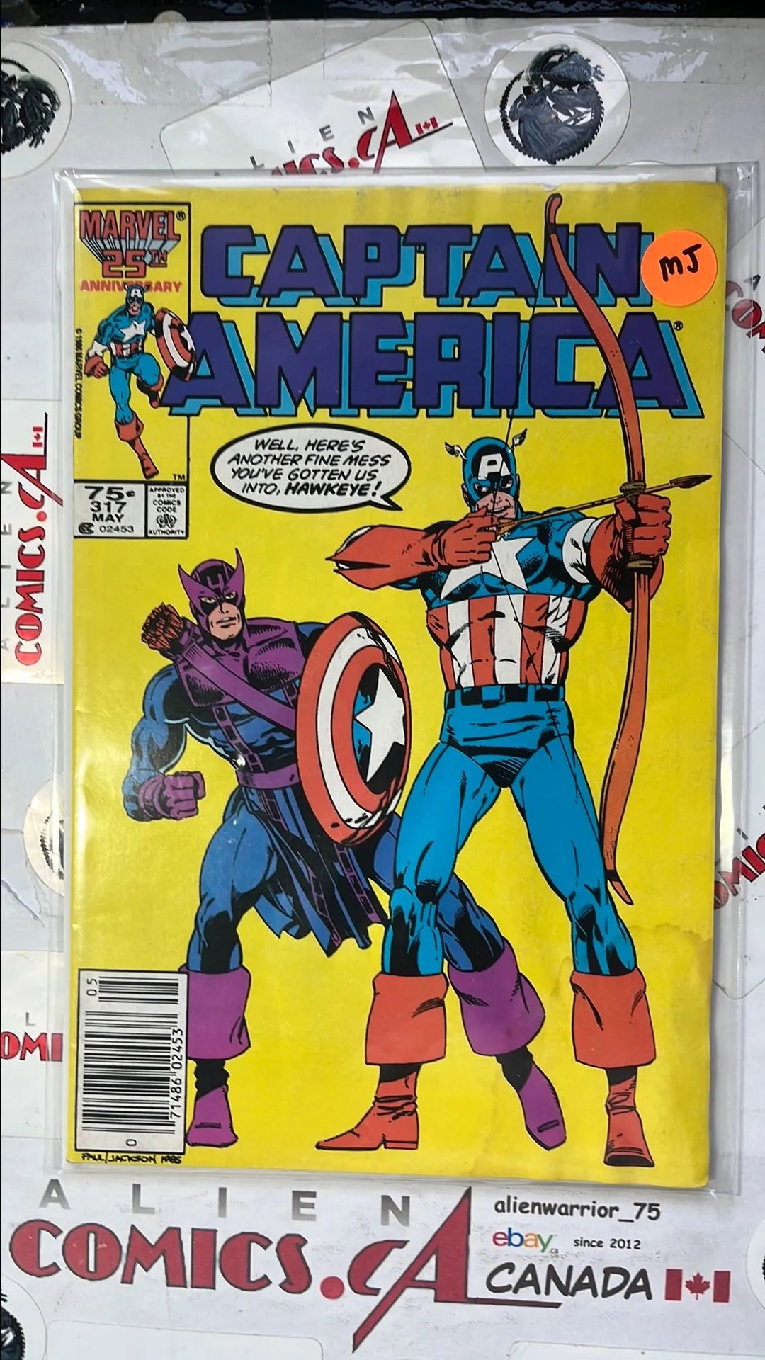 Captain America (#317 1st Team app. Death-Throws Newsstand Edition Mark Jewelers Insert FN)