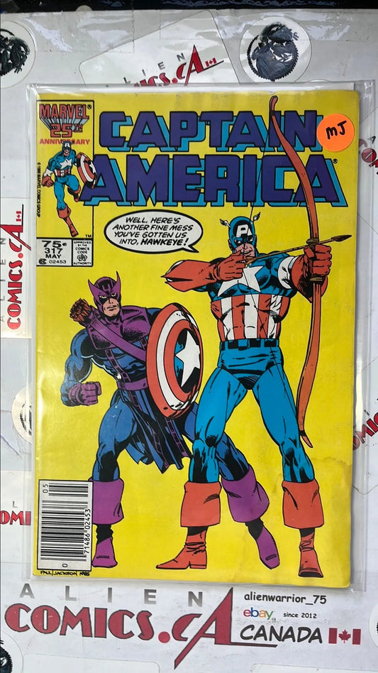Captain America (#317 1st Team app. Death-Throws Newsstand Edition Mark Jewelers Insert FN)