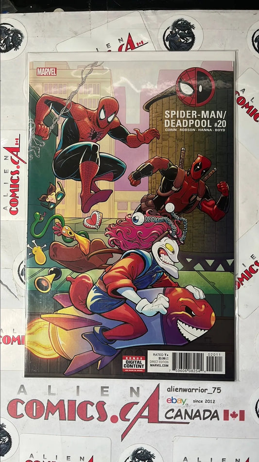 Spider-man vs. Deadpool (#20 Marvel 2017 Slapstick Escaping on Rocket NM)