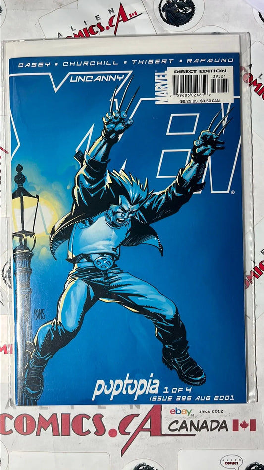 Uncanny X-men (#395W Marvel 2001 Direct Edition Poptopia Part 1 Wolverine Blue Variant NM)