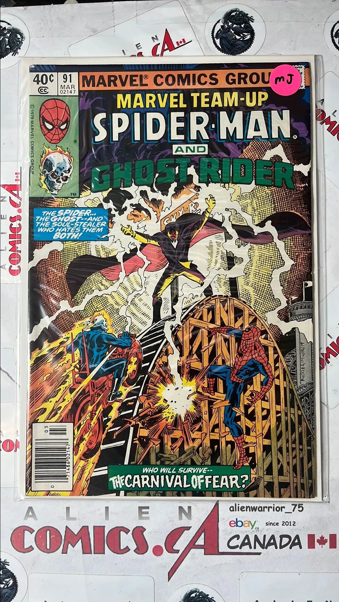 Marvel Team-up (#91 Spider-man & Ghost Rider Newsstand Edition Mark Jewelers Insert FN/VF)