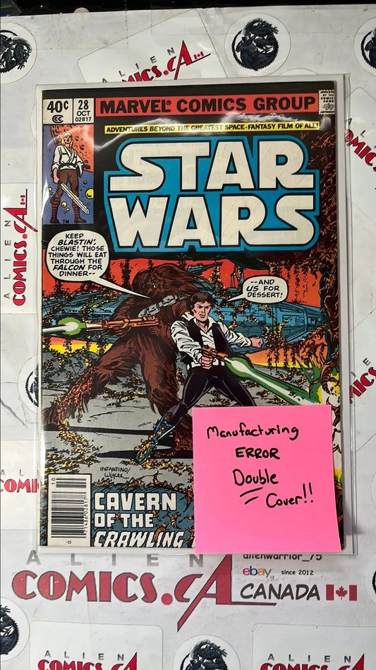 Star Wars (Marvel 1977 #28 Manufacturing ERROR Double Cover VF)