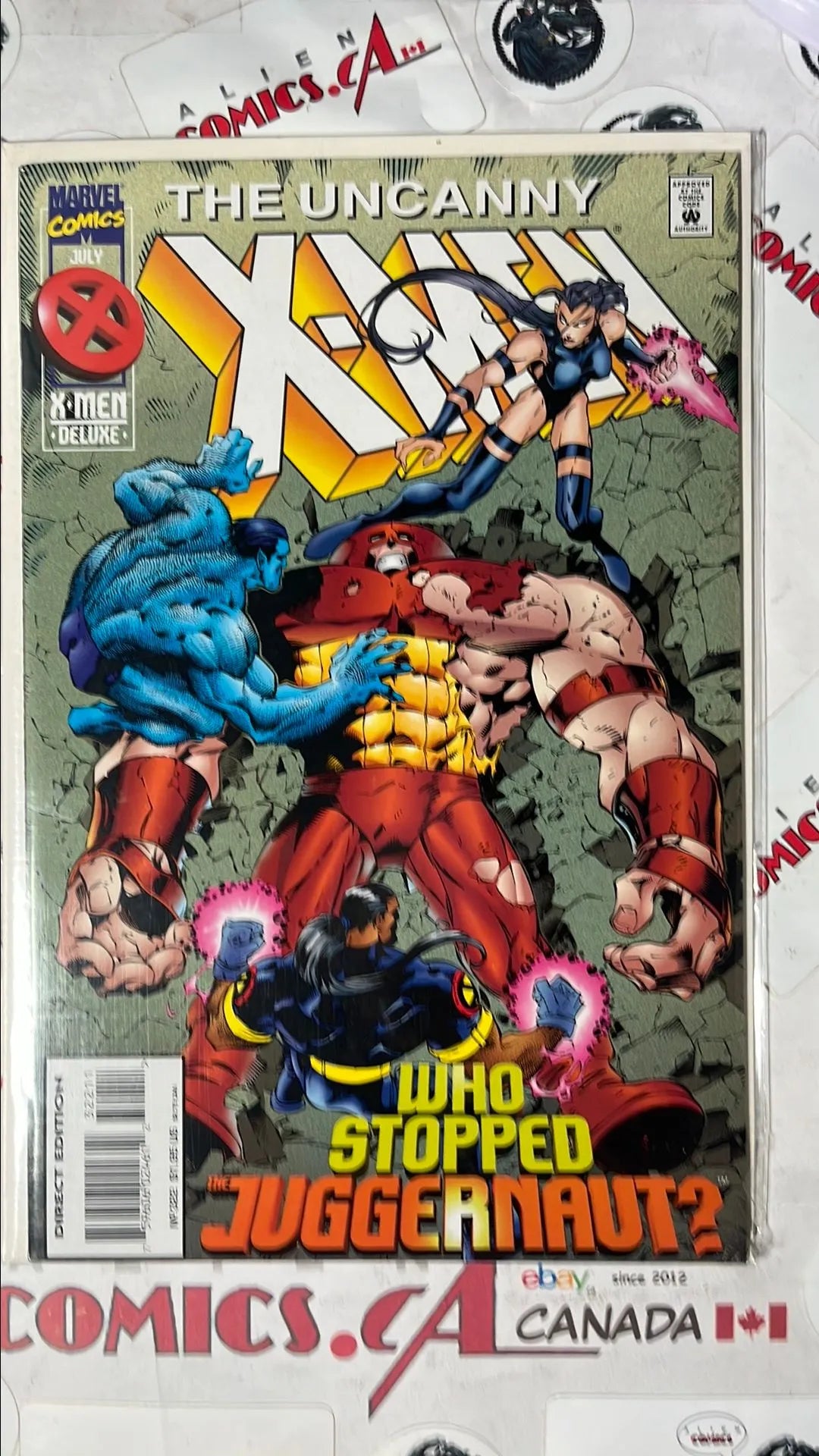 Uncanny X-men (#322 Marvel 1995 Direct Edition Juggernaut Defeated Psylocke, Bishop & Beast NM)