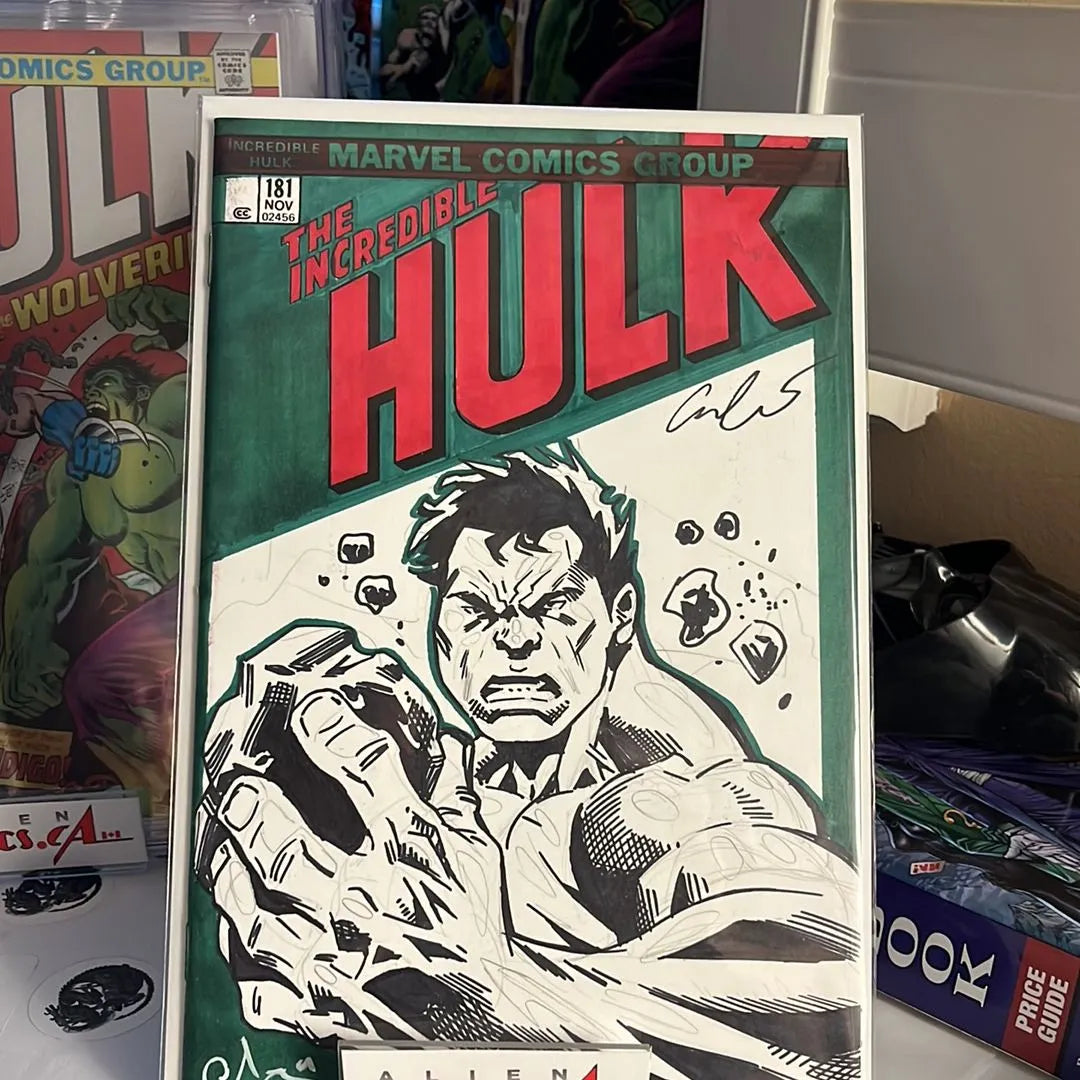 Incredible Hulk (#181 Original Sketch Double Signed by Isaac & Esau Escorza w/ COA NM)