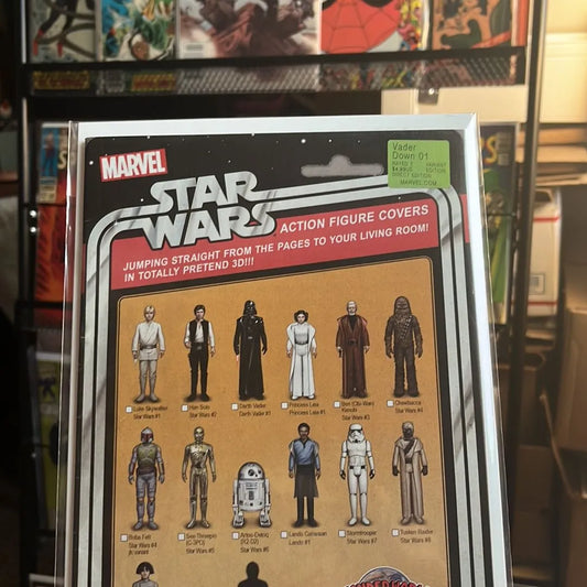 Vader Down (Action Figure Variant #1C Vintage Style Cardback Checklist Wonderworld Comics FN+)