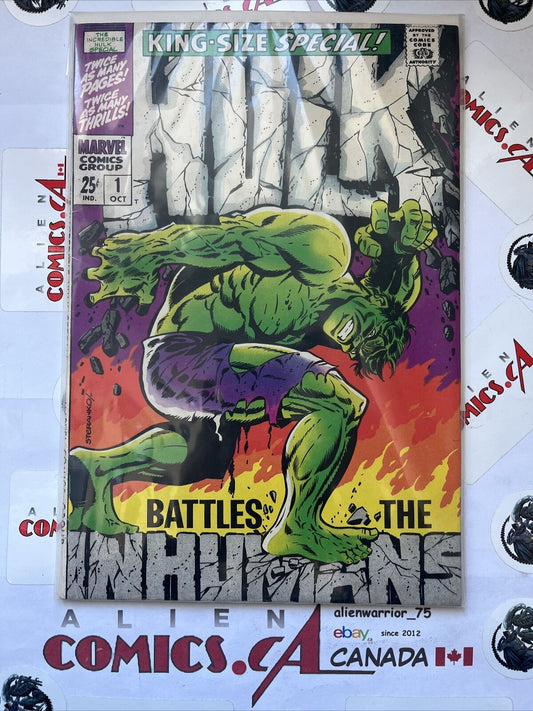 INCREDIBLE HULK ANNUAL 1 Hulk vs The Inhumans Marvel Comics 1968 Rare HIGH GRADE