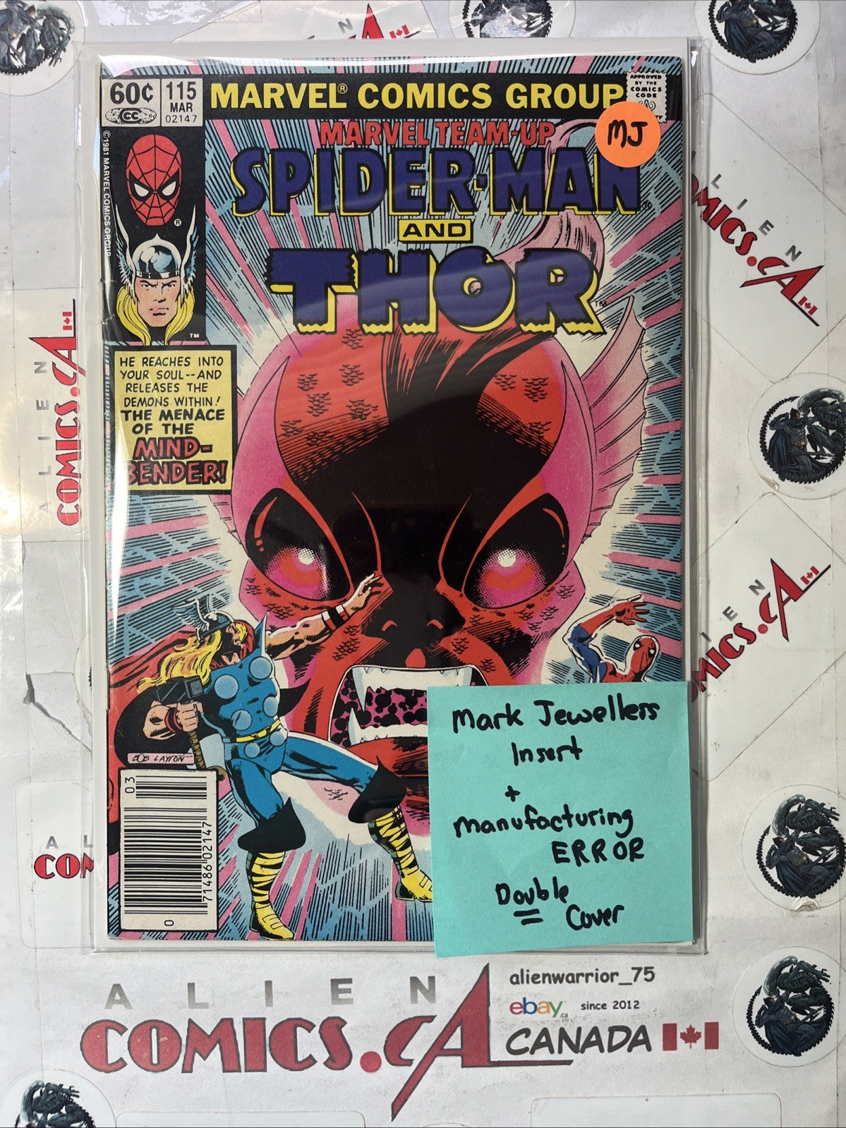 MARVEL TEAM-UP 115 Marvel 1982 Mark Jewelers Manufacturing ERROR Double Cover!🦄