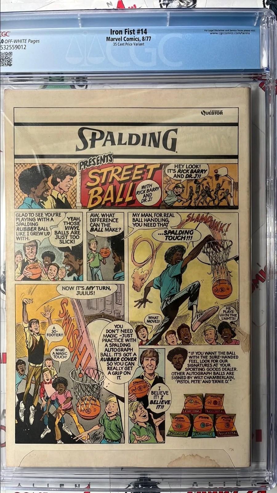 IRON FIST 14 35¢ cent price variant 1st app. Sabretooth HTF CGC 4.0 VG Rare Key!