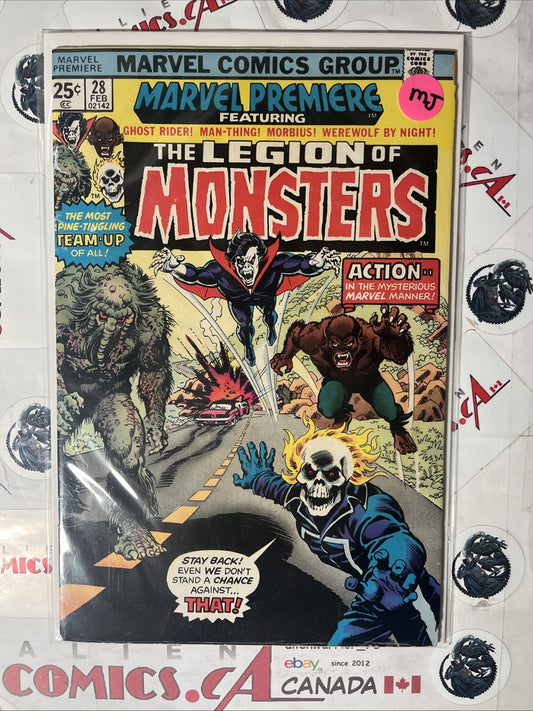 MARVEL PREMIERE 28 1st app Legion of Monsters Marvel 1976 Mark Jewelers Insert💎