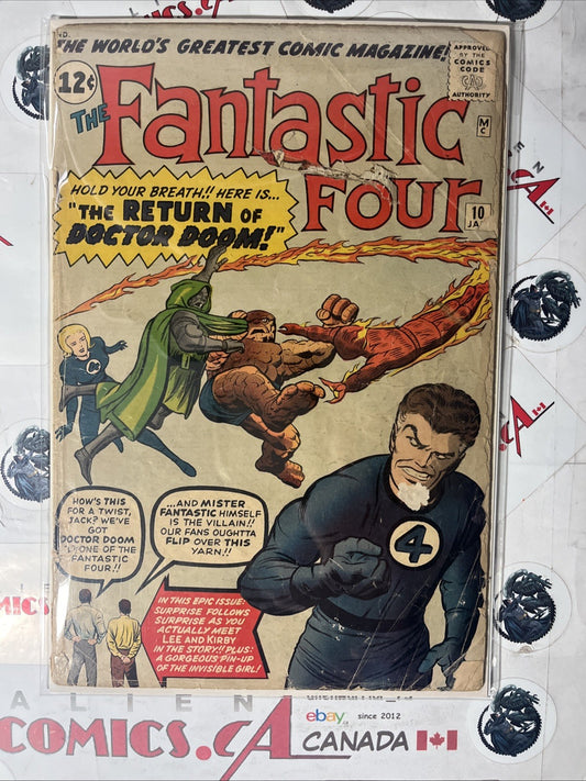 FANTASTIC FOUR 10 Marvel Comics 1963 3rd app. Dr. Doom COMPLETE KEY 🔑