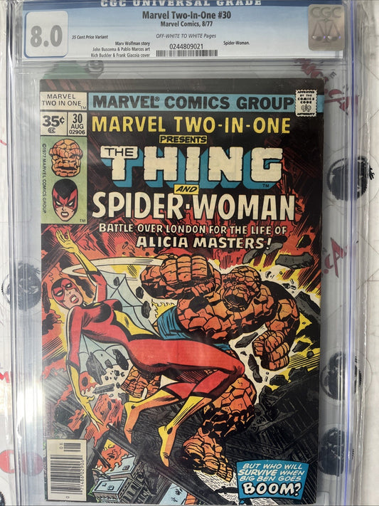 MARVEL TWO-IN-ONE 30 Marvel 1977 35¢ price variant CGC 8.0 VF Scarce HIGH GRADE