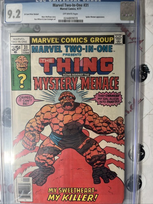 MARVEL TWO-IN-ONE 31 Marvel 1977 35¢ price variant CGC 9.2 NM- Scarce HIGH GRADE