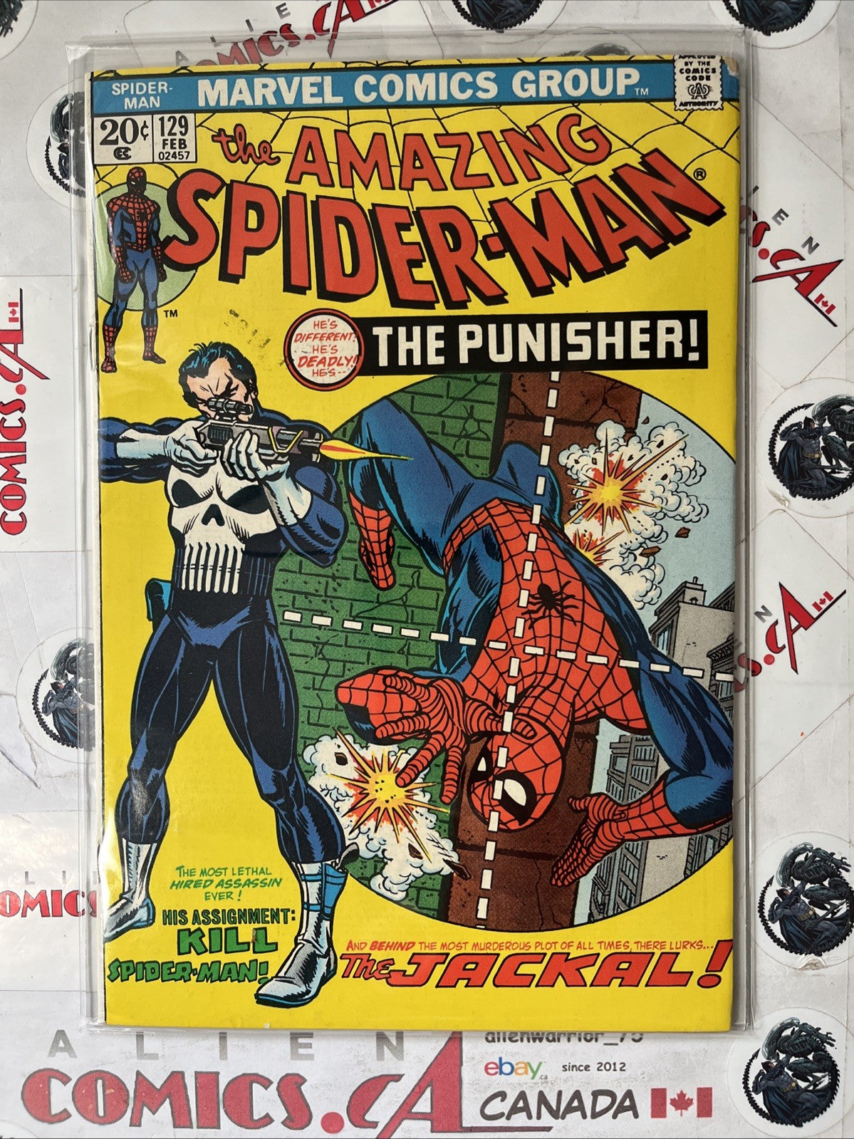 AMAZING SPIDER-MAN 129 Marvel 1974 1st app. Punisher & Jackal KEY HIGH GRADE