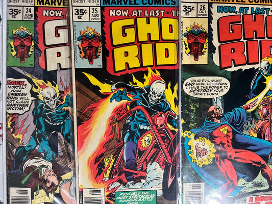 GHOST RIDER 24, 25 and 26 Marvel 1977 35¢ price variants Complete 3-Book Lot HTF