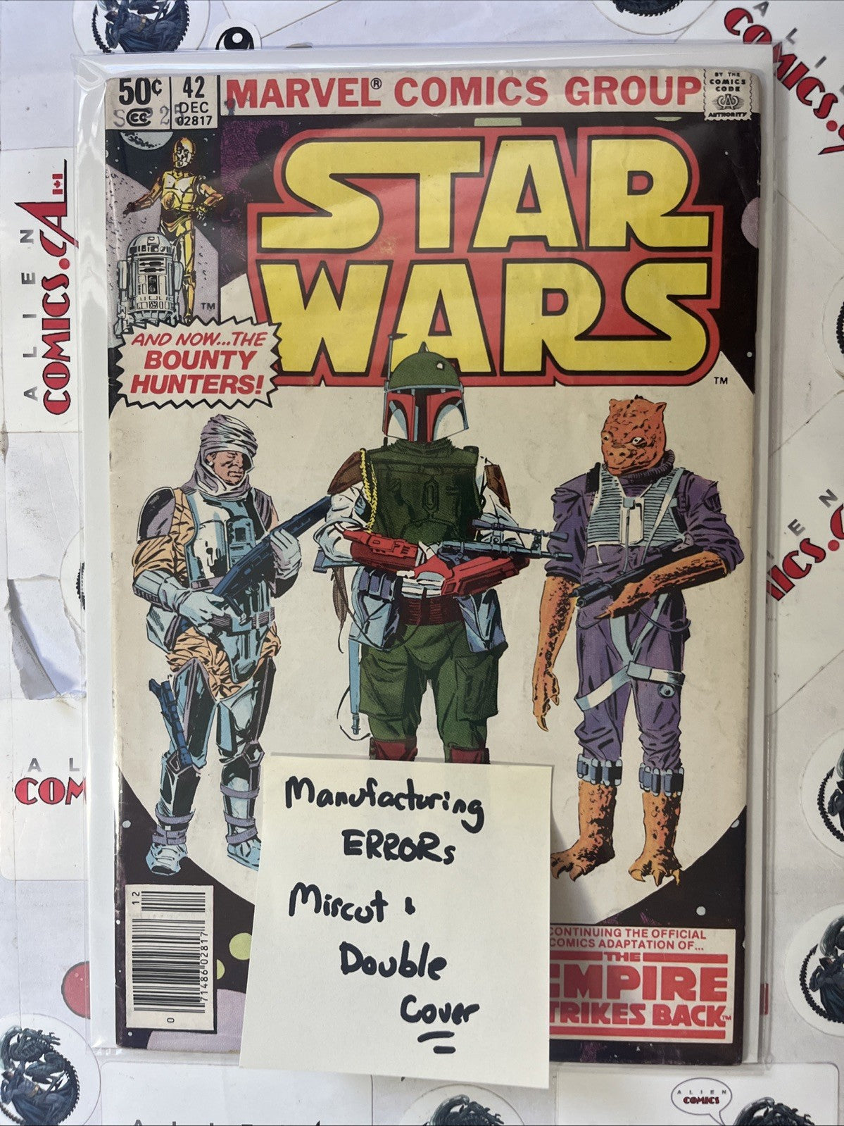 STAR WARS 42 Marvel 1980 Newsstand Edition Mfg. ERROR Double Cover & Miscut! 🔑