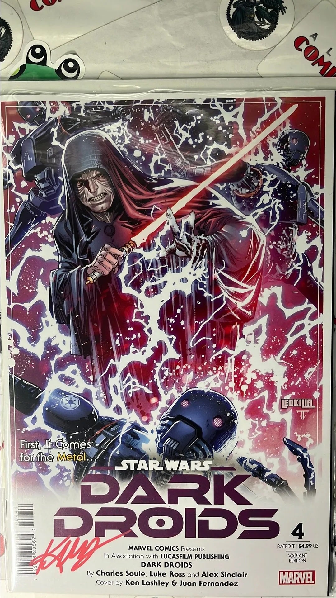 Dark Droids: The Adventures of R2-D2 and C-3PO (#4 Darth Sidious force lightning on droids Signed by Ken Lashley no COA NM)