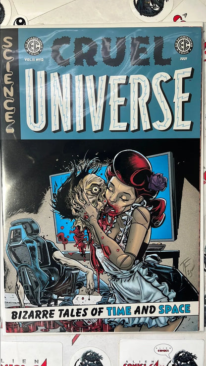 Cruel Universe (#12B EC/Oni Press 2026 Tom Fowler Variant Female Robot Housekeeper Eating Owner’s Head NM)