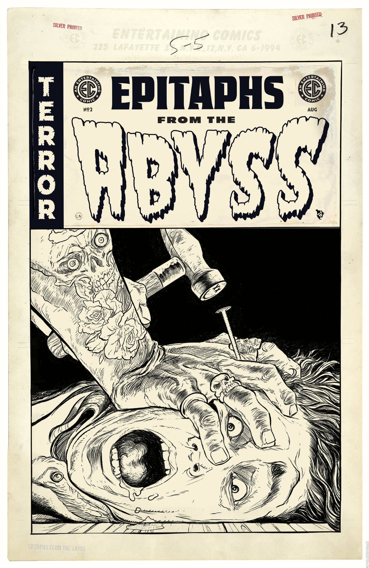 Epitaphs from the Abyss (#2D EC/Oni Press 2024 TERROR Adam Pollina Black & White Sketch 1:20 Variant Hammer-Head! NM)
