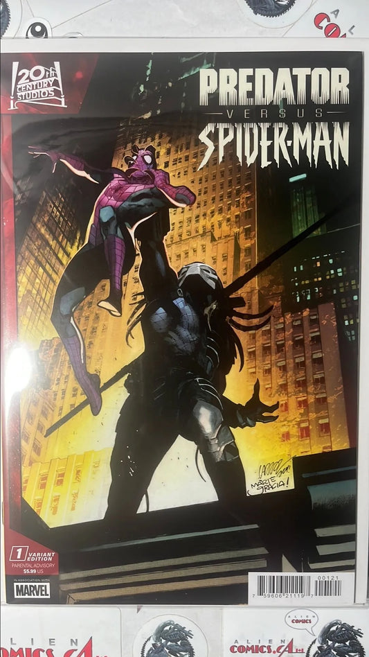 PREDATOR vs. Spider-man (#1P Marvel 2025 Pepe Larraz Promo Variant Predator Holding Spider-man by head NM)