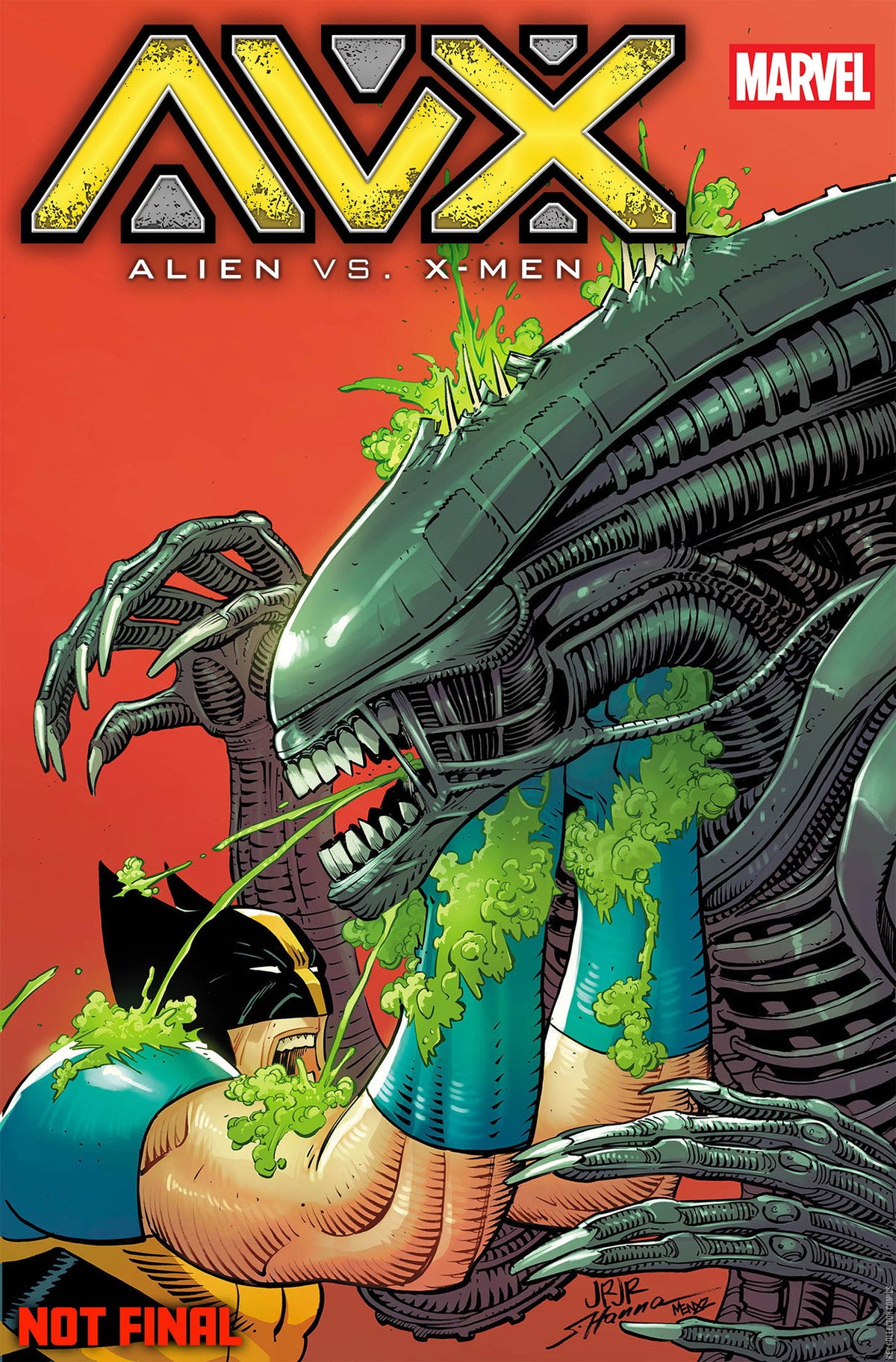 AVX: ALIEN vs. X-MEN (#1R Marvel 2026 John Romita Jr. Foil Variant Wolverine’s Talon’s Through Queen’s Head NM)
