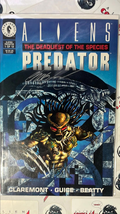 ALIENS vs. PREDATOR: Deadliest of the Species (#1 Dark Horse 1994 John Bolton Cover Signed Chris Claremont No COA NM)