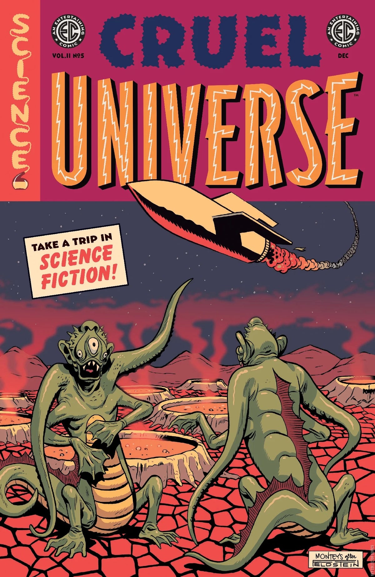 Cruel Universe (#5C EC/Oni Press 2025 Albert Monteys 1:10 Incentive Variant Two Aliens Spooked by Space Rocket NM)