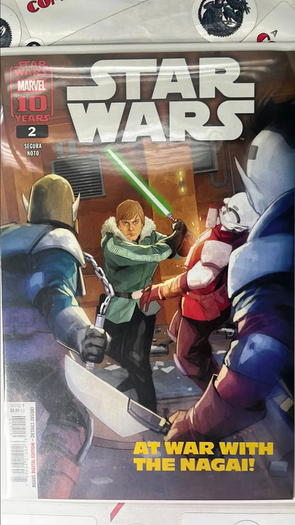 Star Wars (#2 Marvel 2025 Phil Noto Cover Luke Skywalker with Green Lightsaber At War with the Nagai! NM)