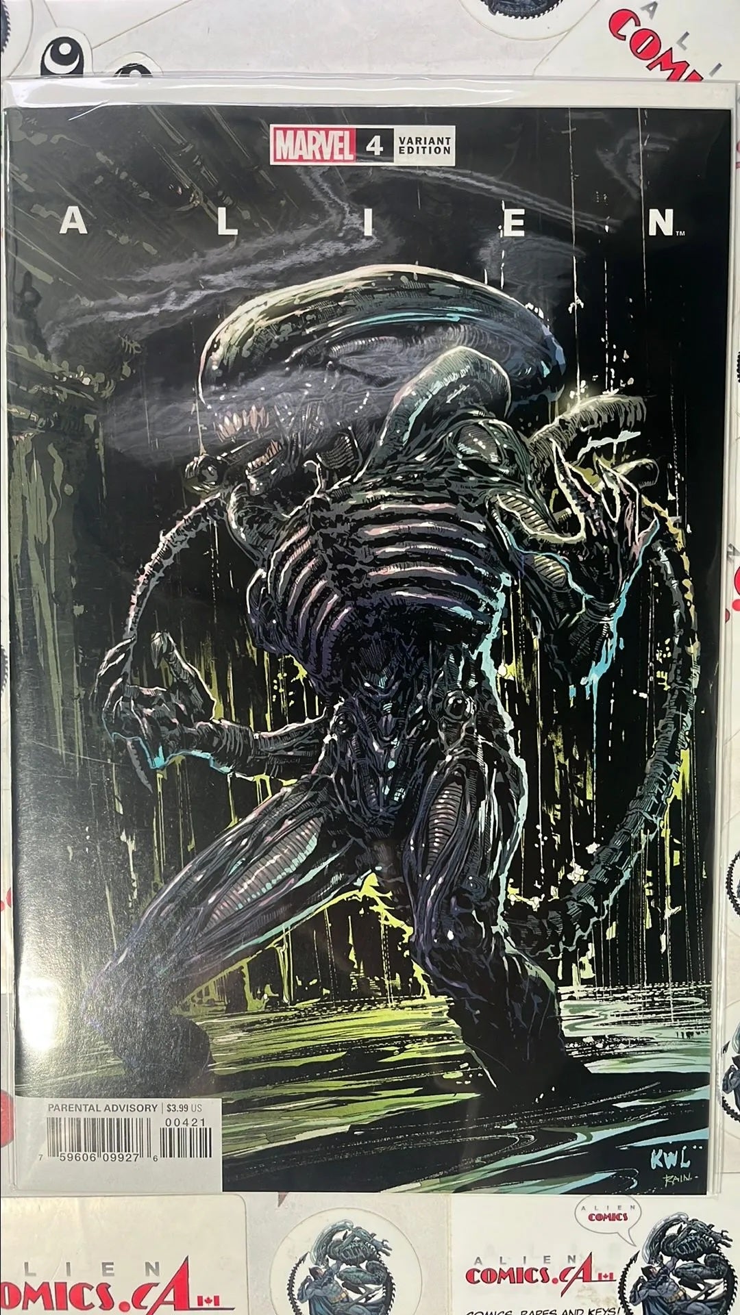 ALIEN (#4L Marvel 2021 Kevin Lashley Variant Alien Rising out of sewer water NM)
