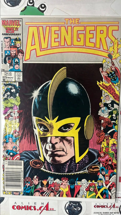Avengers (#273 Newsstand Edition 25th Anniversary Marvel Border Cover The Black Knight (Dane Whitman) VF)