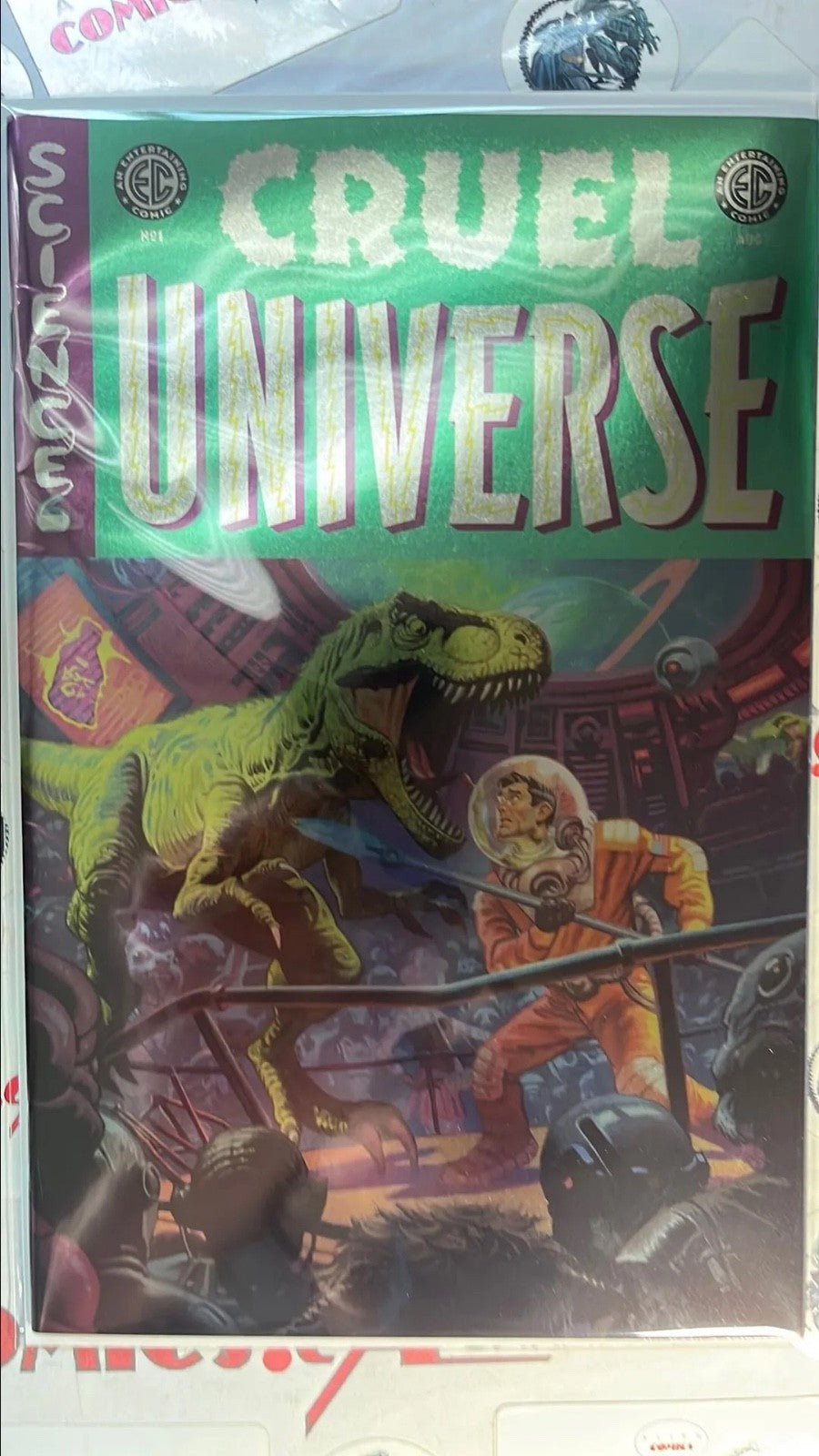 CRUEL UNIVERSE 1 EC 2024 Smallwood Silver Foil Variant T-Rex vs. Man HIGH GRADE