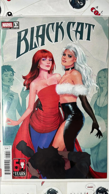 Black Cat (#13W Marvel 2026 Kevin Wada Variant 60 Years of Mary Jane, Mary Jane & Black Cat Evening Gowns NM)