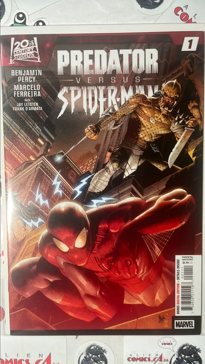 PREDATOR vs. Spider-man (#1 Marvel 2025 Spidey Senses Activated Paulo Siqueira Cover 1st app. Skinner Predator NM)