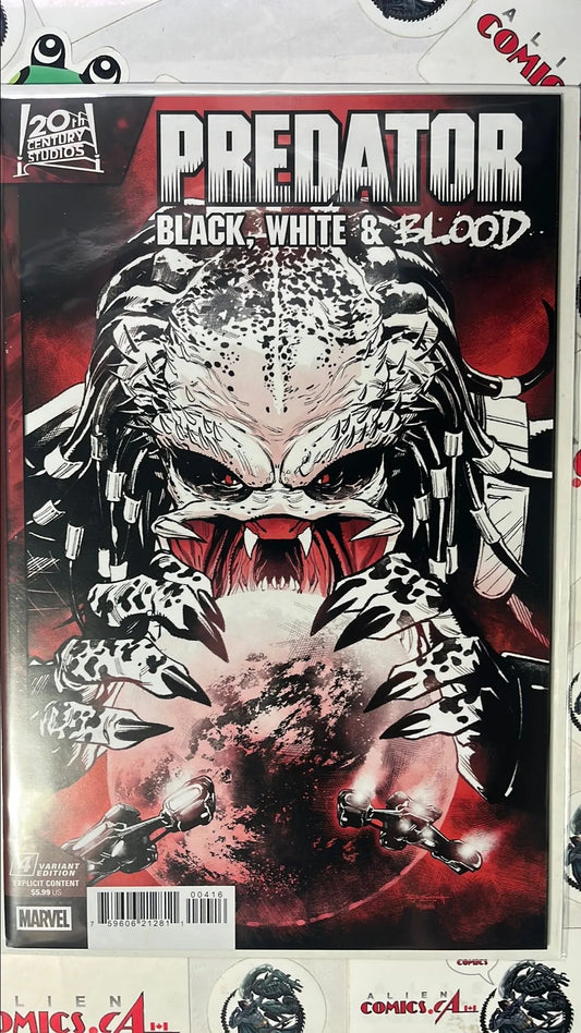 PREDATOR: Black, White & Blood (#4R Marvel 2025 Rachelle Rosenberg 1:25 Blood Sketch Variant HTF NM)