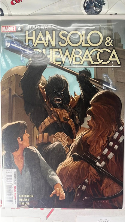 Han Solo & Chewbacca (#4 Marvel 2022 Phil Noto Cover Origin of Chewbacca and Black Krrsantsan: their first battle NM)