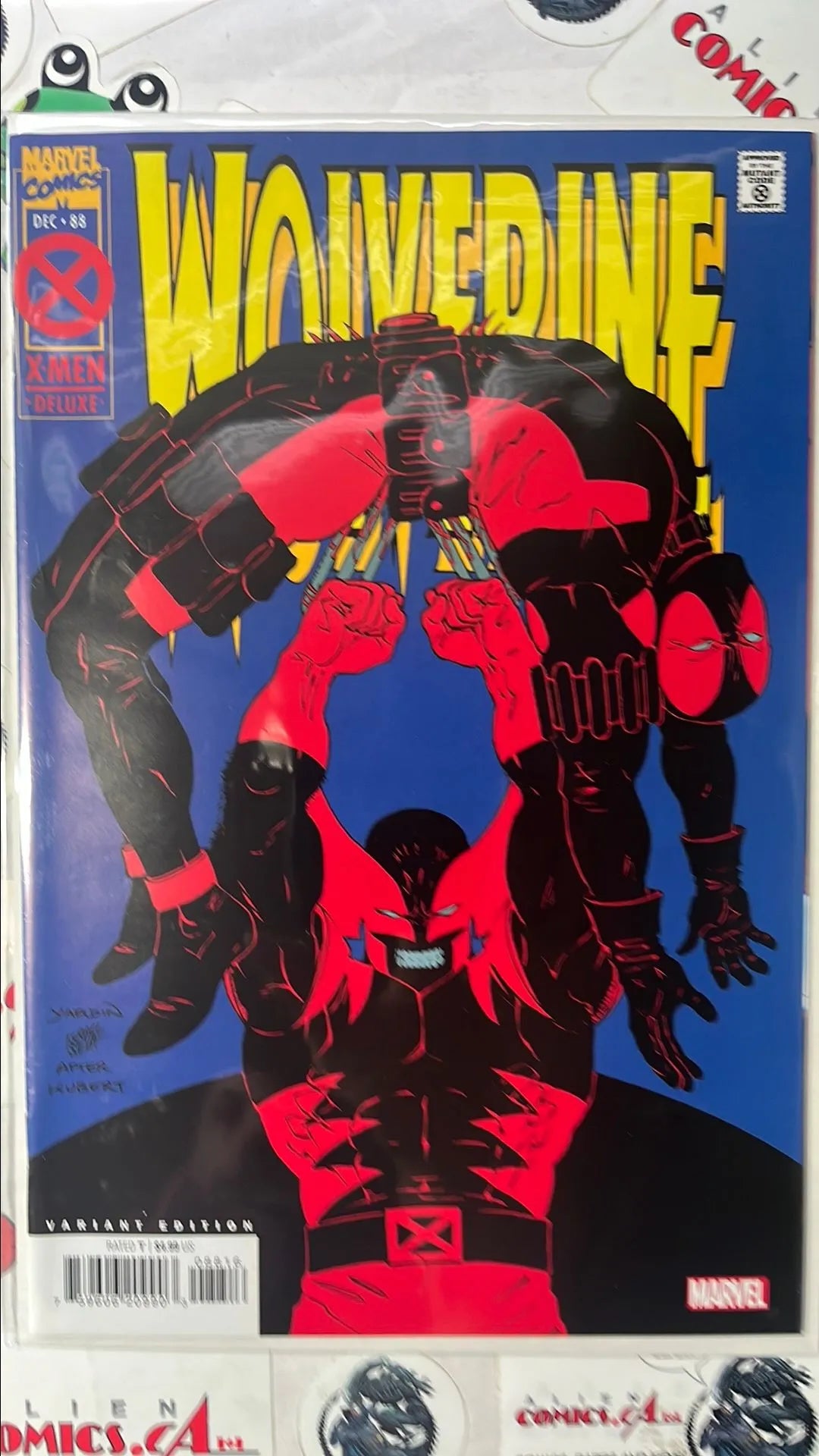 Wolverine (#88 Marvel 2024 Facsimile REPRINT Edition 1:25 Wolverine Holding Up Deadpool by Claws NM)